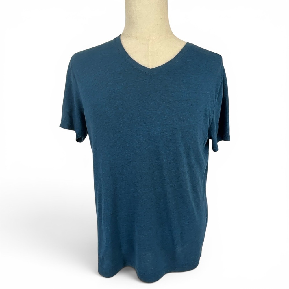 Banana Republic Mens Premium Wash Tee V-Neck T-Shirt Teal Blue Medium RN54023